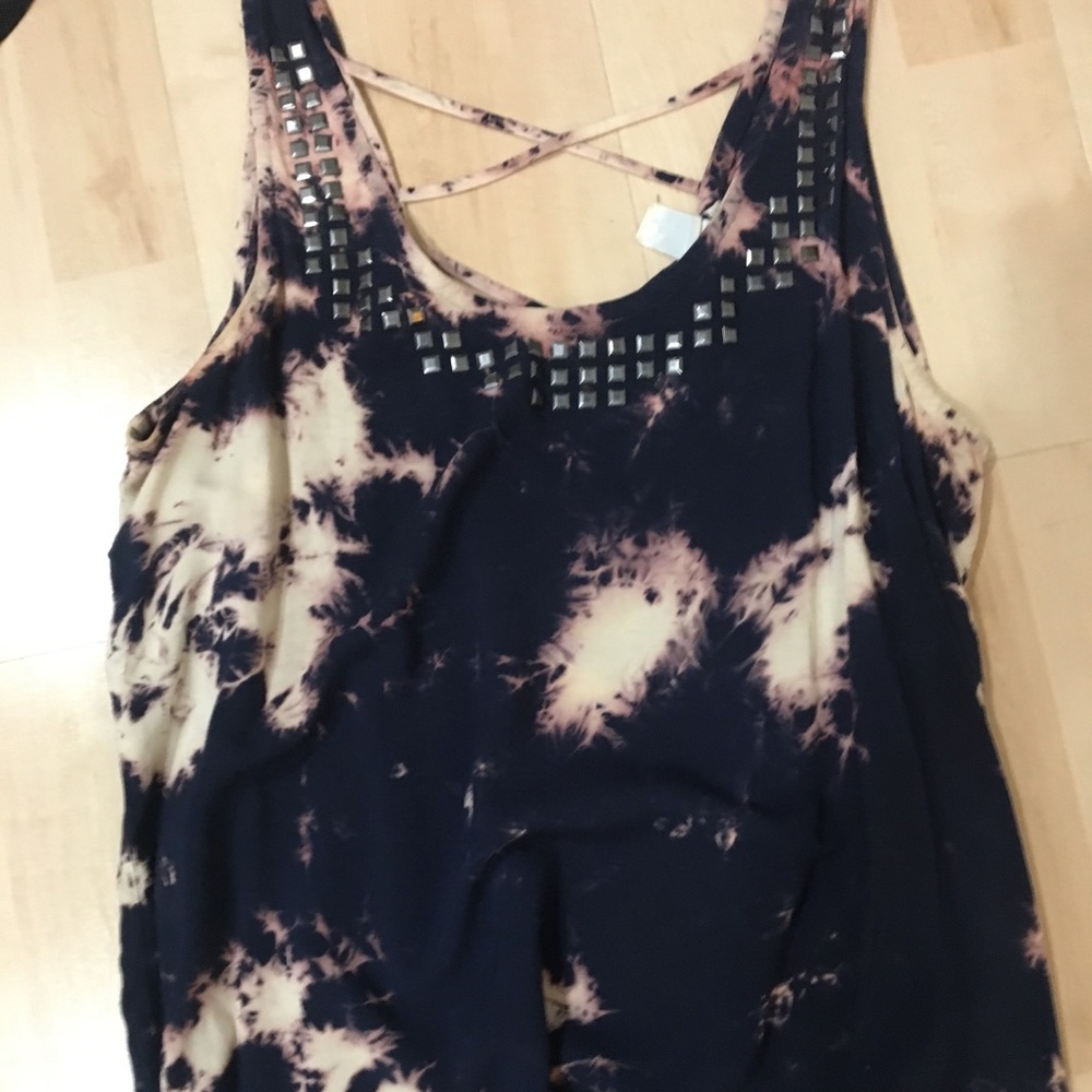 Tiedie and studded tank top
